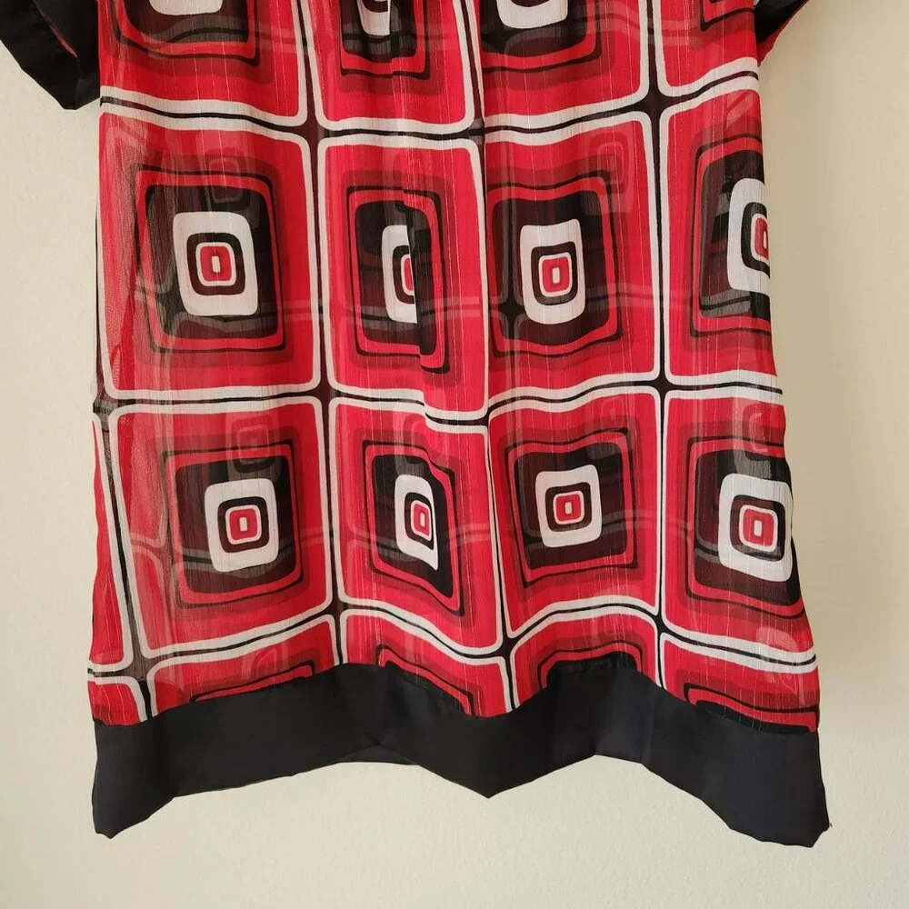 RAMPAGE Y2k red and black babydoll blouse Sz M office siren business casual mod